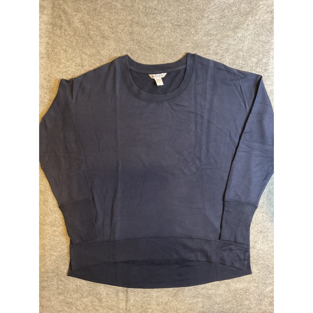 Athleta Coaster Luxe Sweatshirt Navy Blue Oversized Pullover Crewneck Large